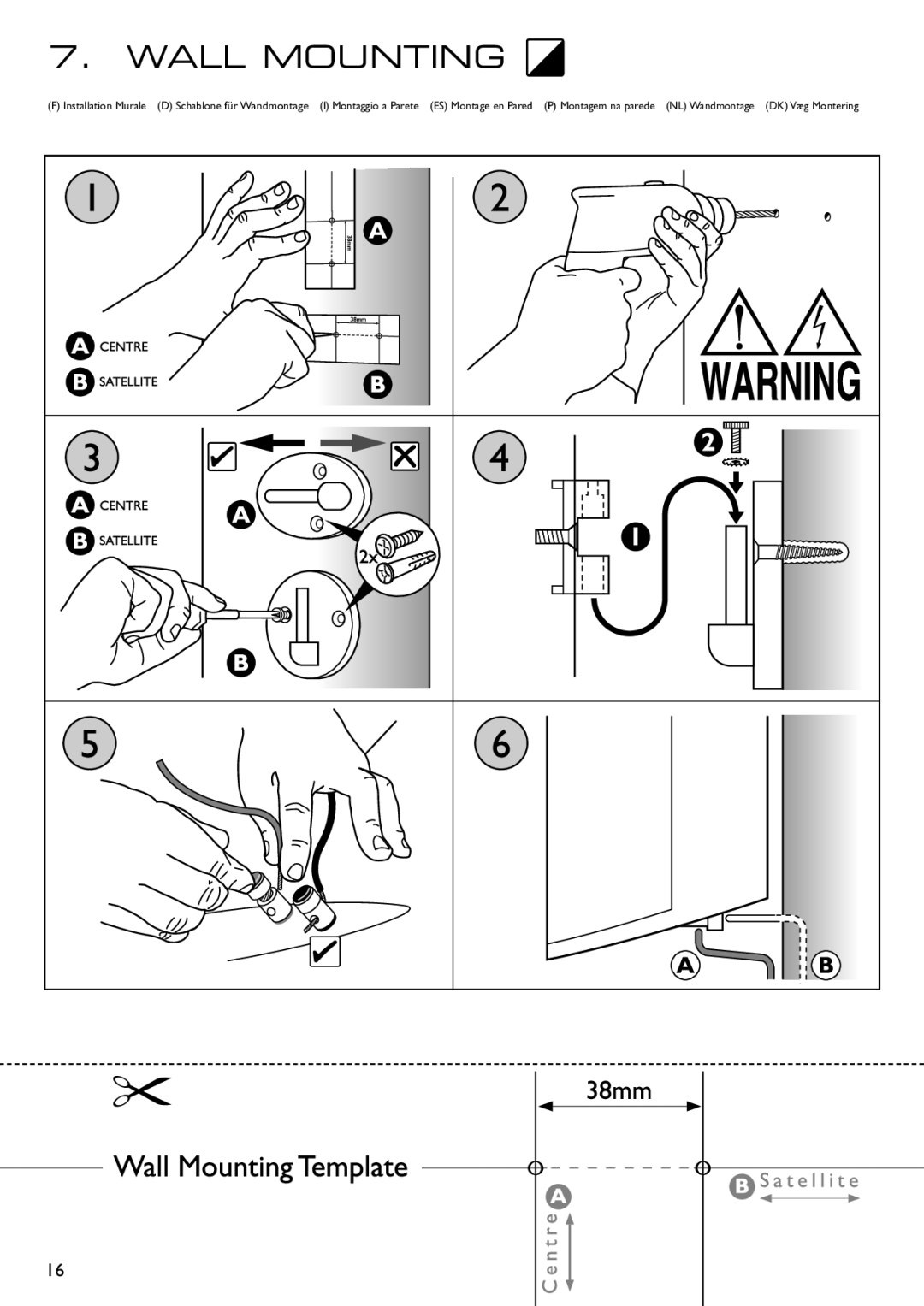 KEF Audio 290149ML installation manual Wall Mounting 