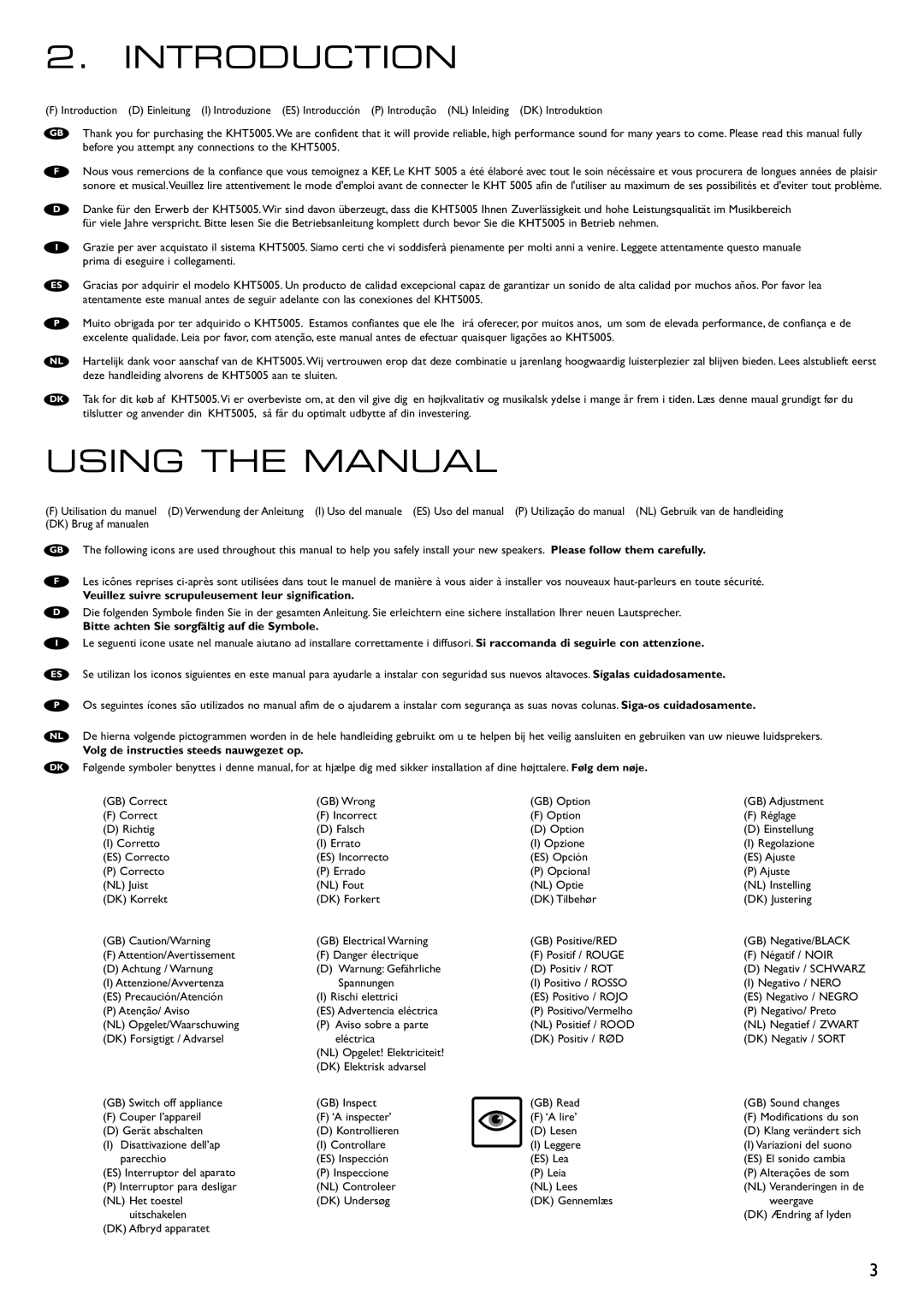 KEF Audio 290149ML installation manual Introduction, Using the Manual 