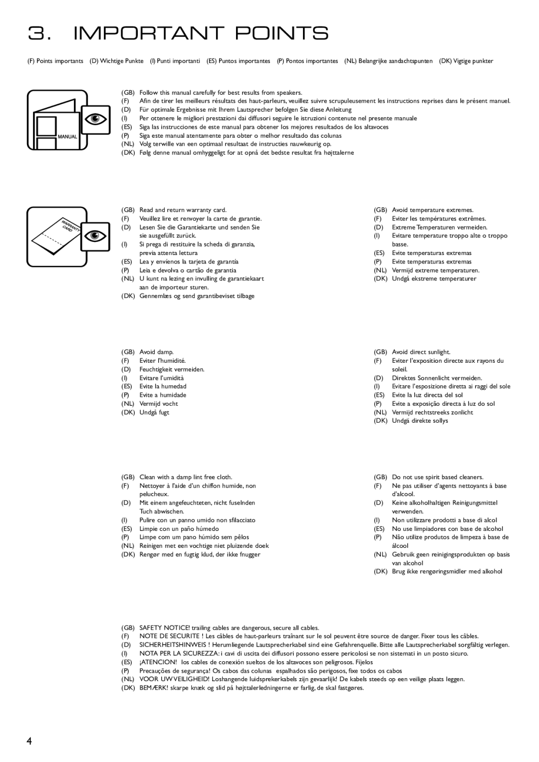 KEF Audio 290149ML installation manual Important Points, Follow this manual carefully for best results from speakers 