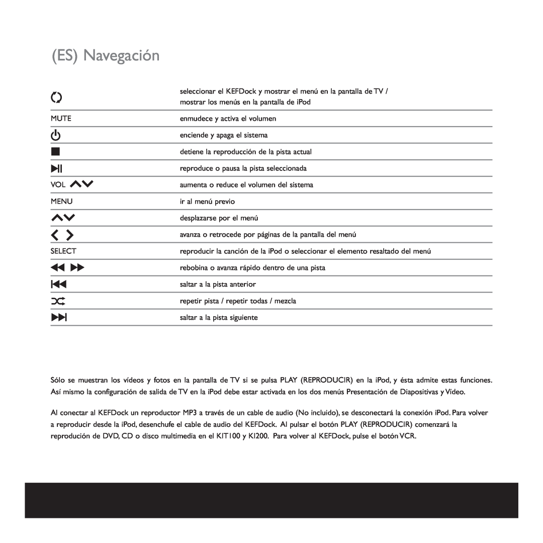 KEF Audio 290205ML manual ES Navegación 