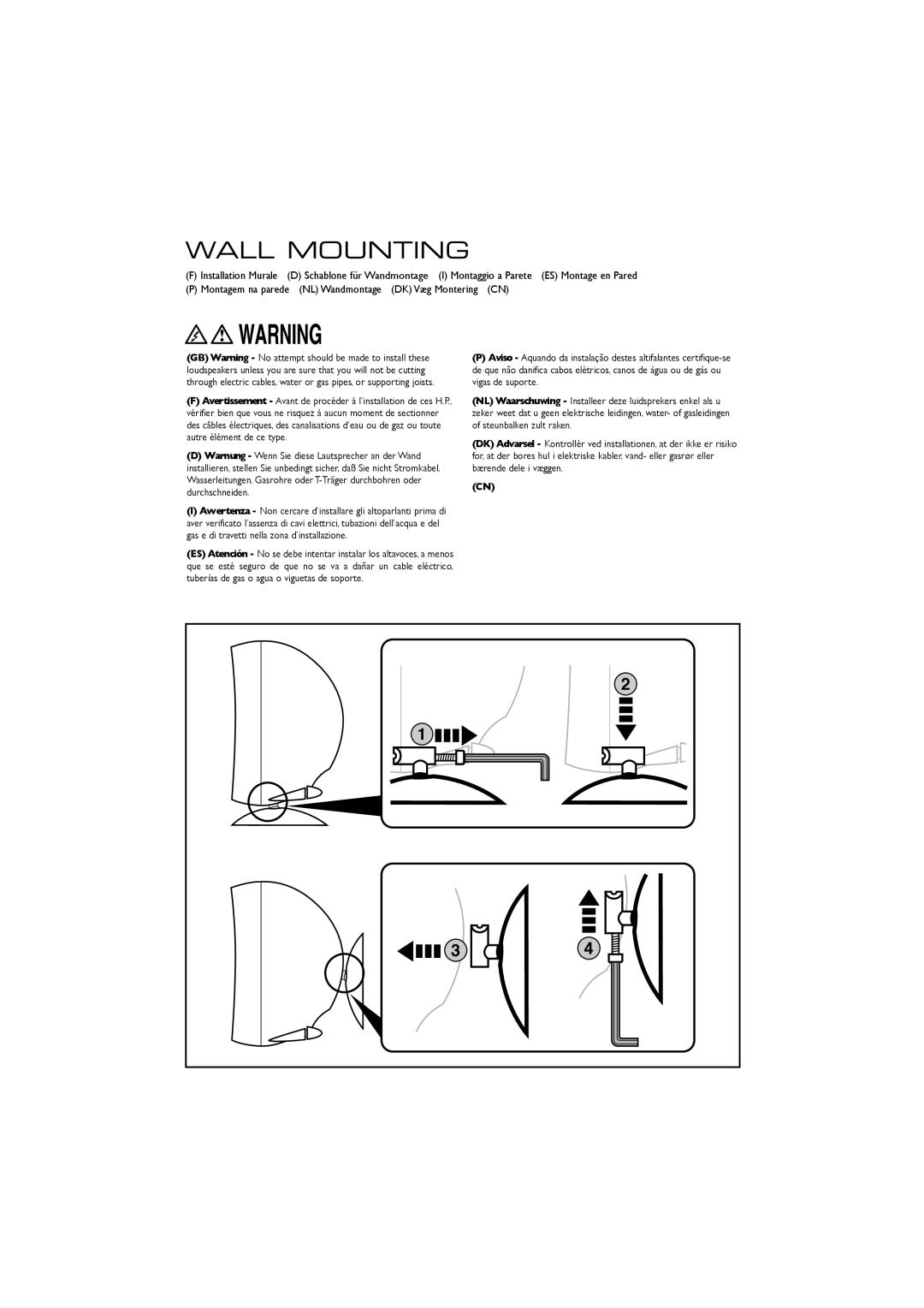 KEF Audio 3001 installation manual Wall Mounting 