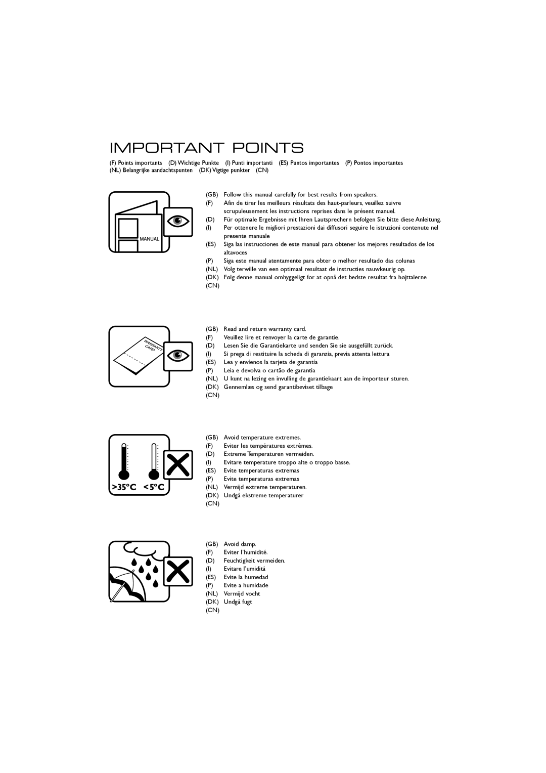 KEF Audio 3001 installation manual Important Points 