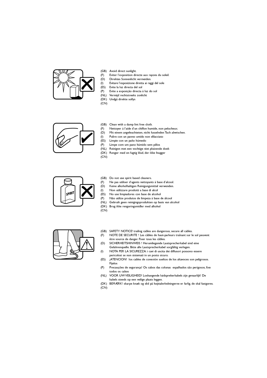 KEF Audio 3001 installation manual Kabels steeds op een veilige plaats leggen 