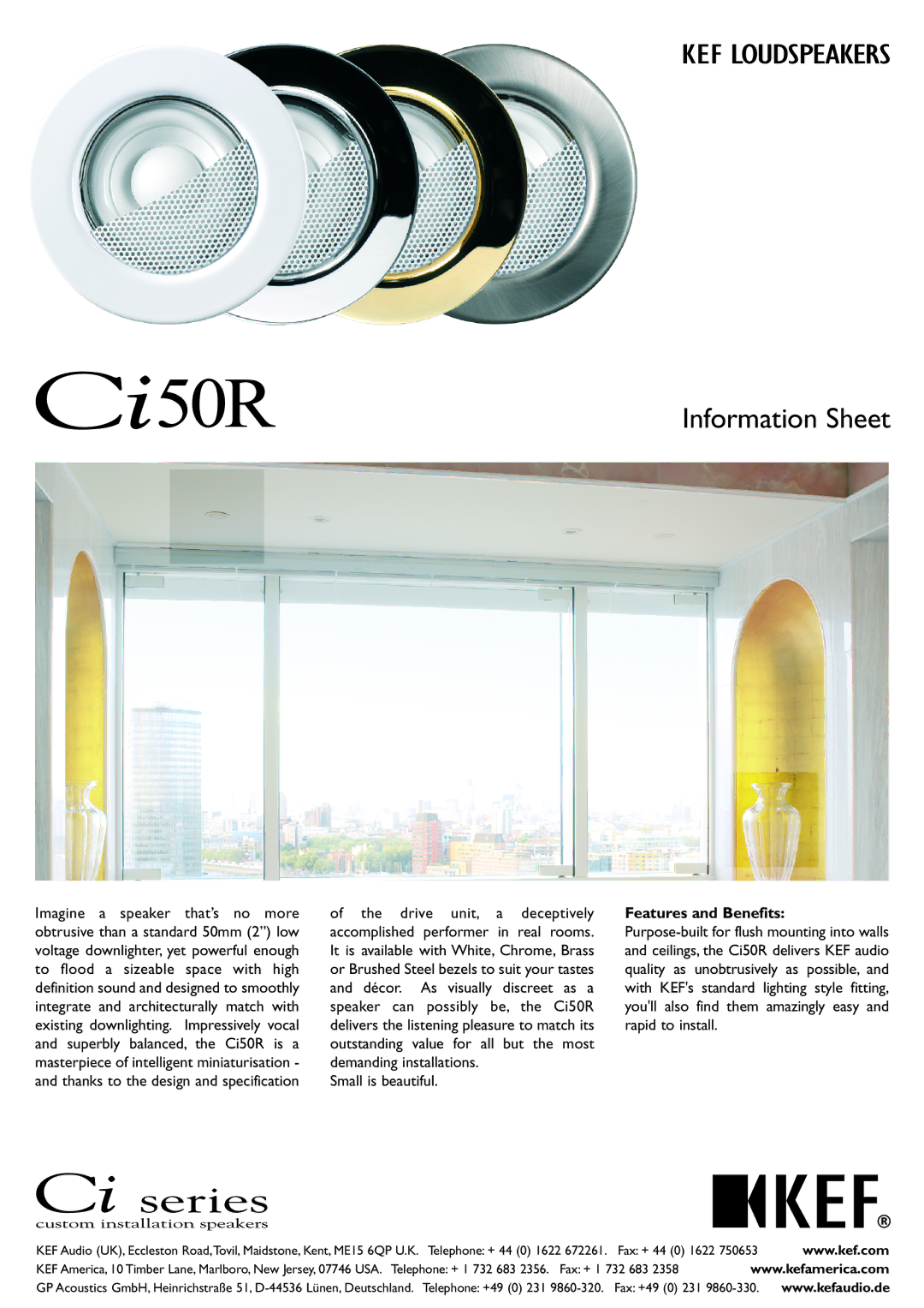 KEF Audio Ci50R manual Information Sheet 