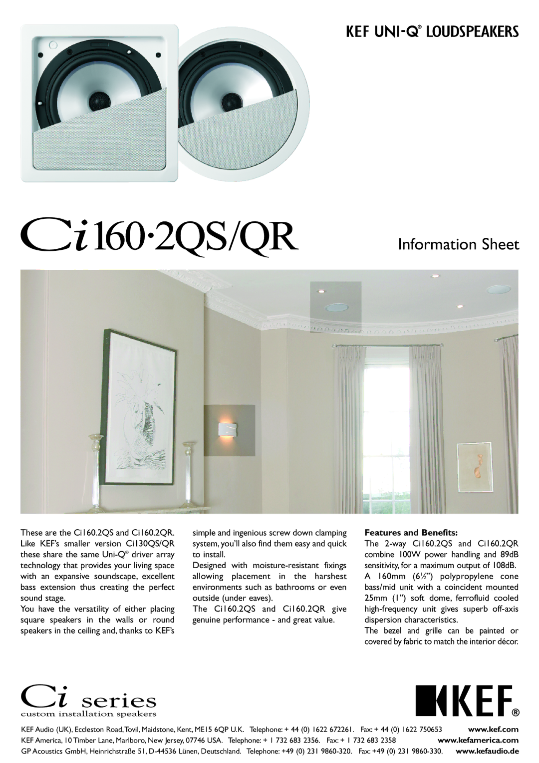 KEF Audio Ci50R manual Information Sheet 