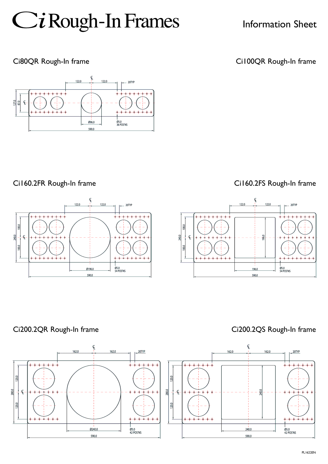 KEF Audio Ci50R manual Ci100QR Rough-In frame 