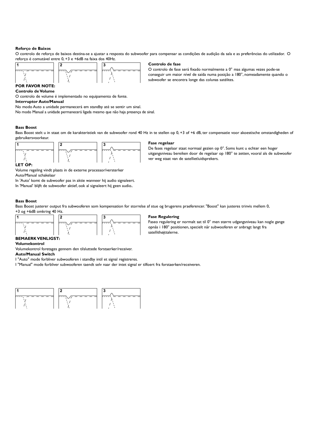 KEF Audio HTB2 installation manual Interruptor Auto/Manual, Fase regelaar 