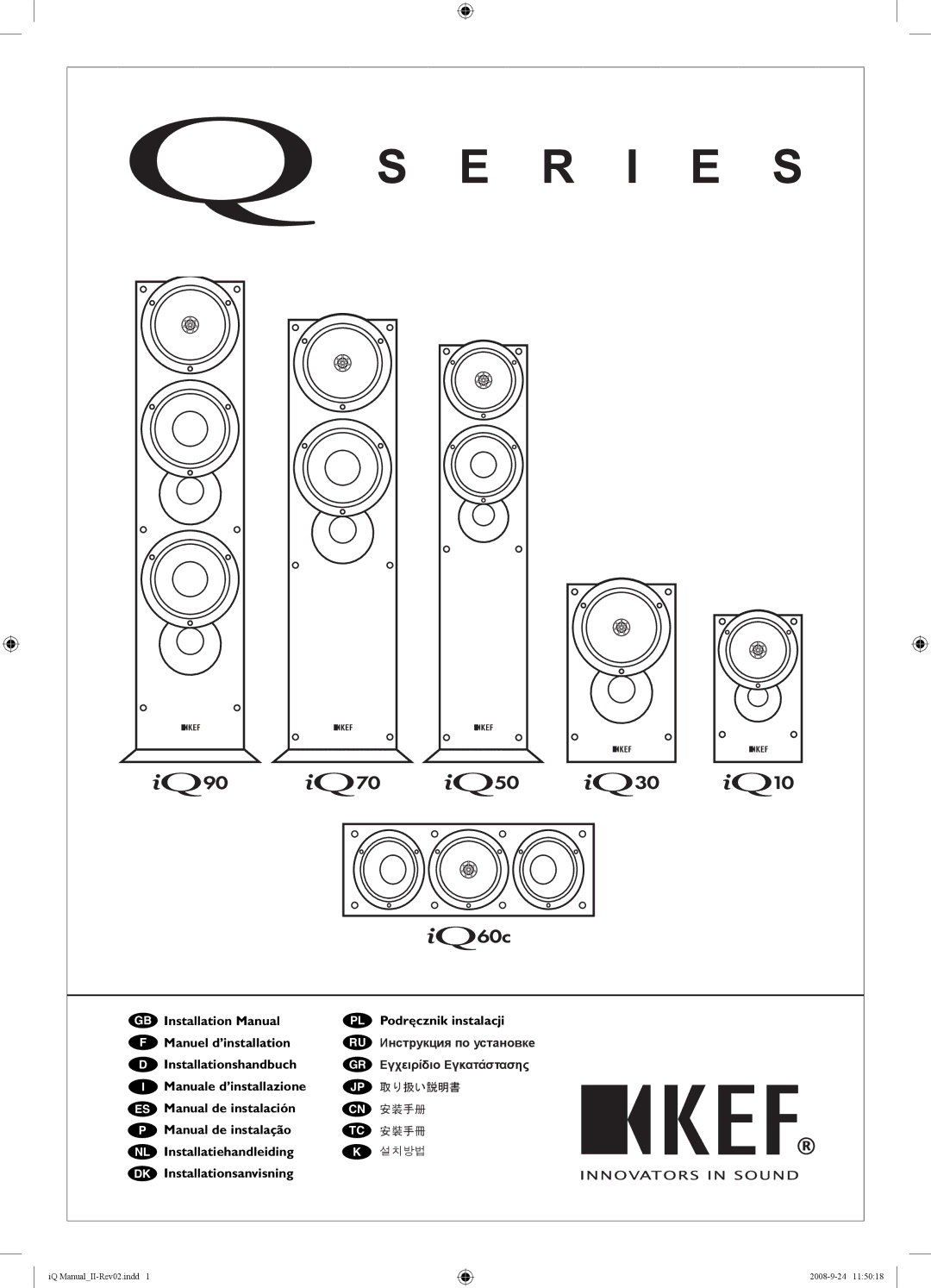 KEF Audio IQ50, IQ90, IQ60C, IQ10, IQ30, IQ70 specifications Installationshandbuch 