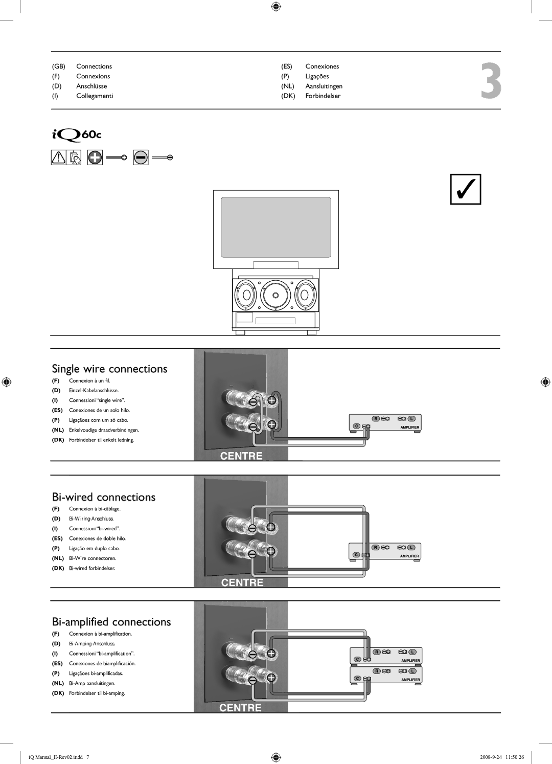 KEF Audio IQ50, IQ90, IQ60C, IQ10, IQ30, IQ70 specifications Centre 