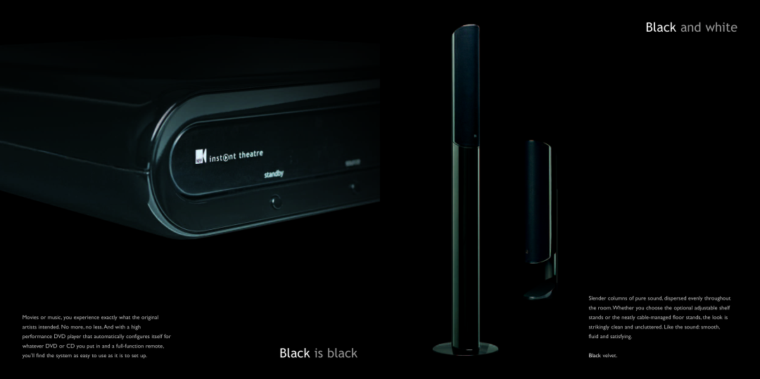 KEF Audio KIT200 specifications Black and white, Black is black, Black velvet 