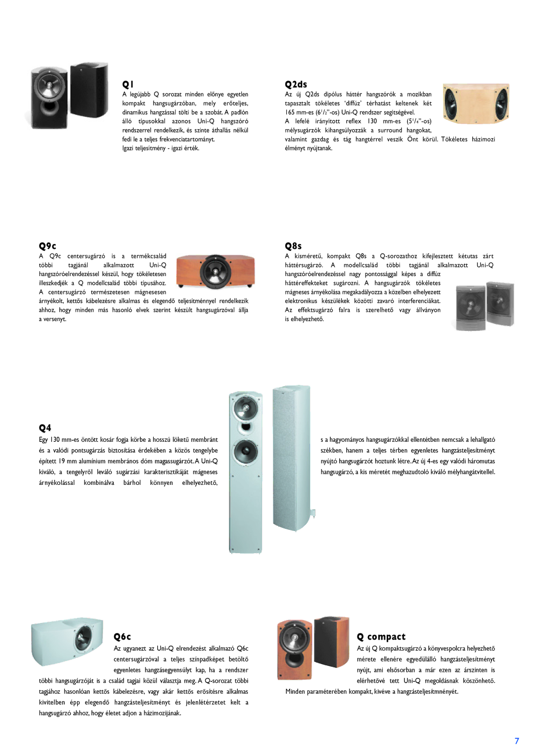 KEF Audio Loudspeaker manual Q9c, Q6c, Q2ds, Q8s, Compact 