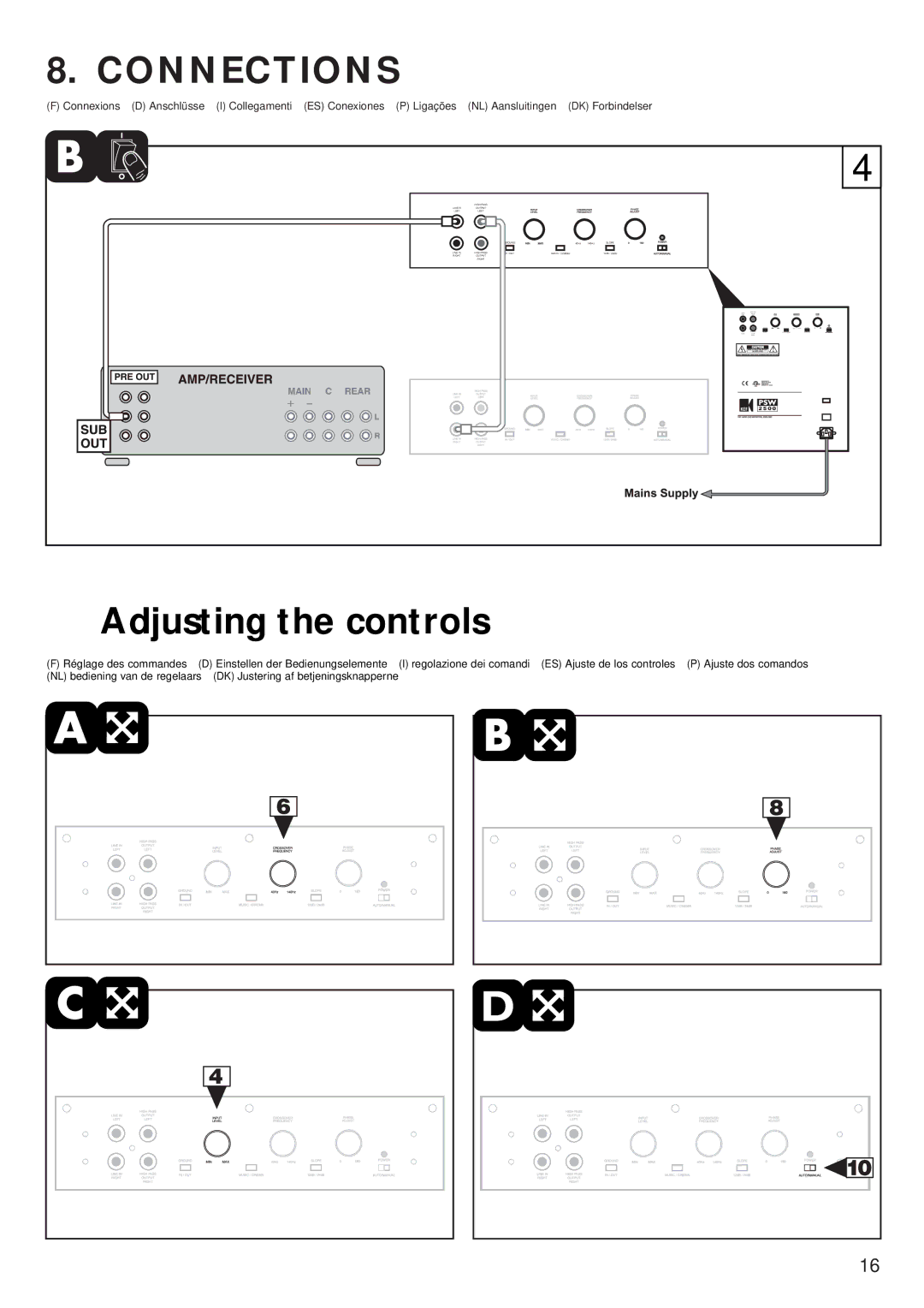 KEF Audio PSW 2500 specifications Adjusting the controls 