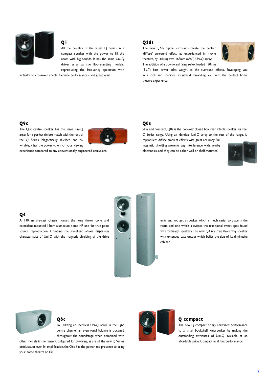 KEF Audio Uni-Q manual Q9c, Q6c, Q2ds, Q8s, Compact 