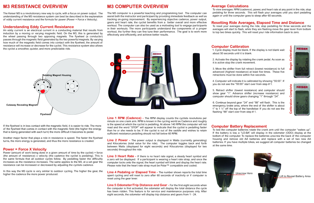 Keiser m3 manual M3 Resistance Overview, M3 Computer Overview 