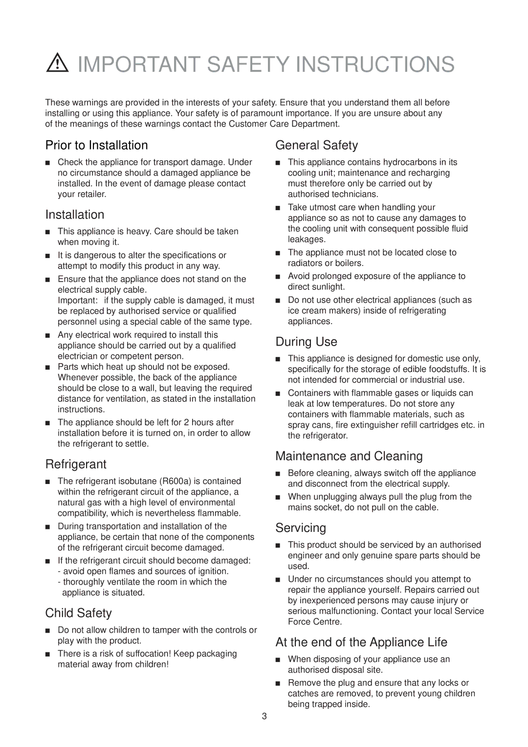 Kelvinator ER 1531T manual Important Safety Instructions 