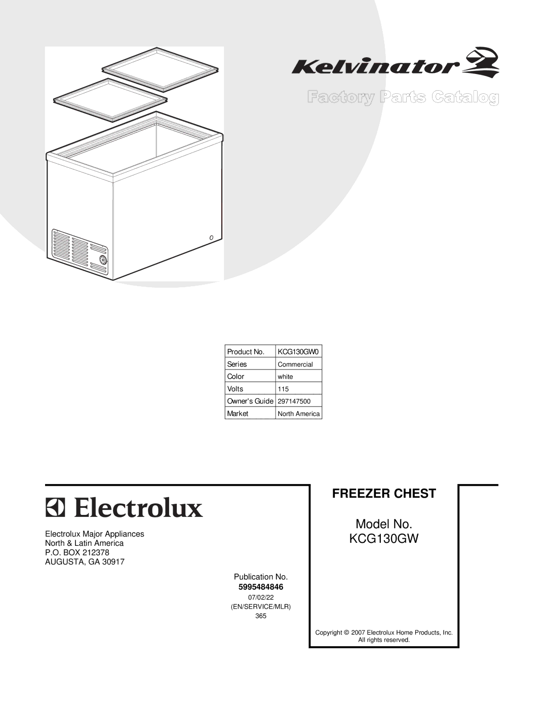 Kelvinator KCG130GW0 manual Freezer Chest 