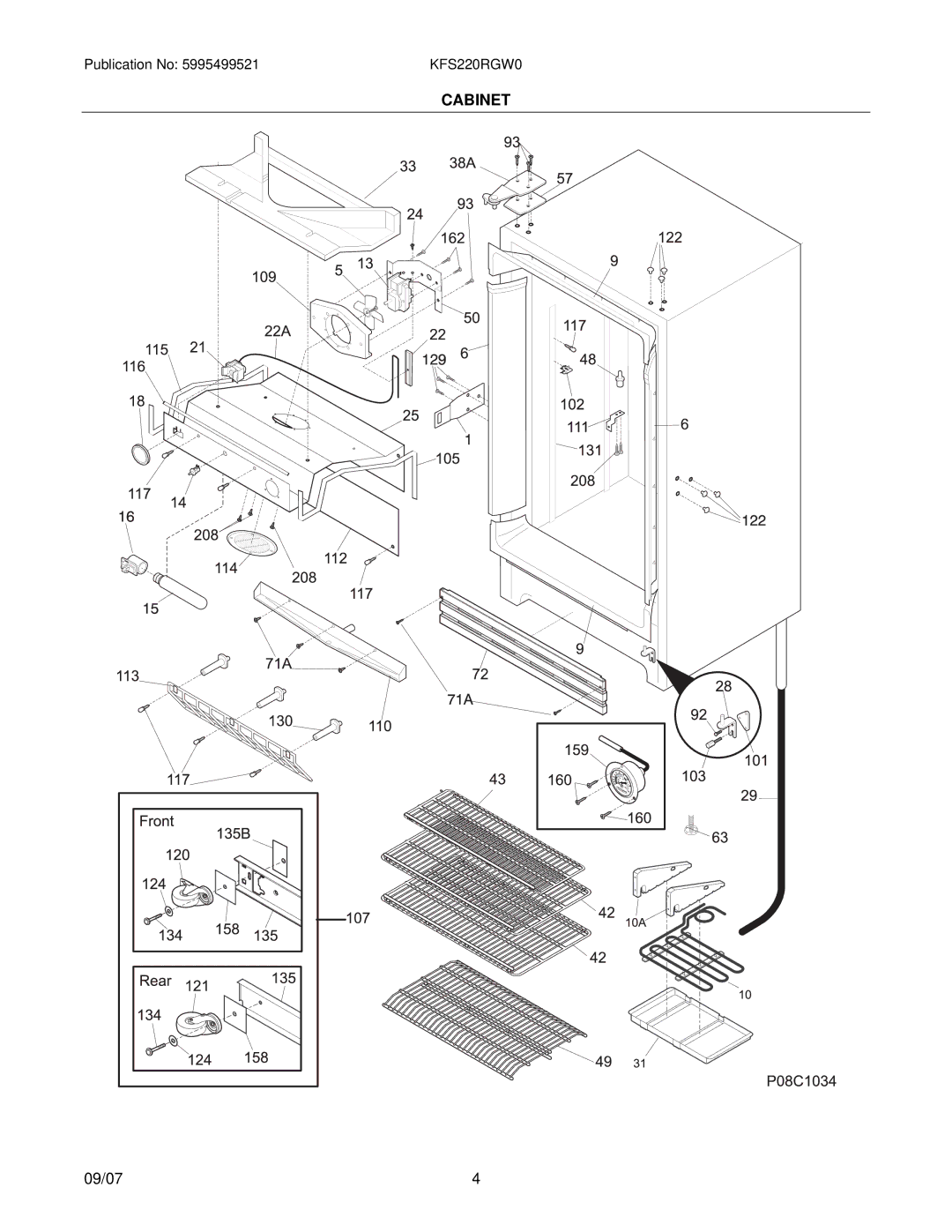 Kelvinator KFS220RGW manual Cabinet 