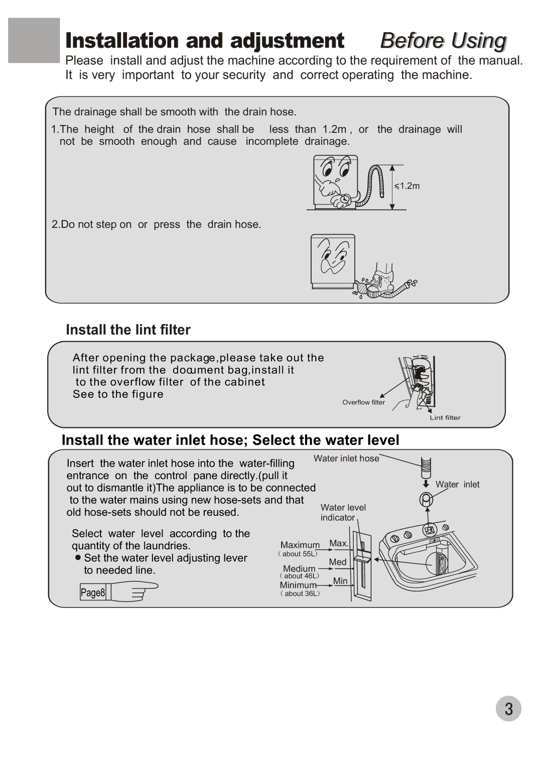 Kelvinator KL72TT user manual Installation and adjustment 