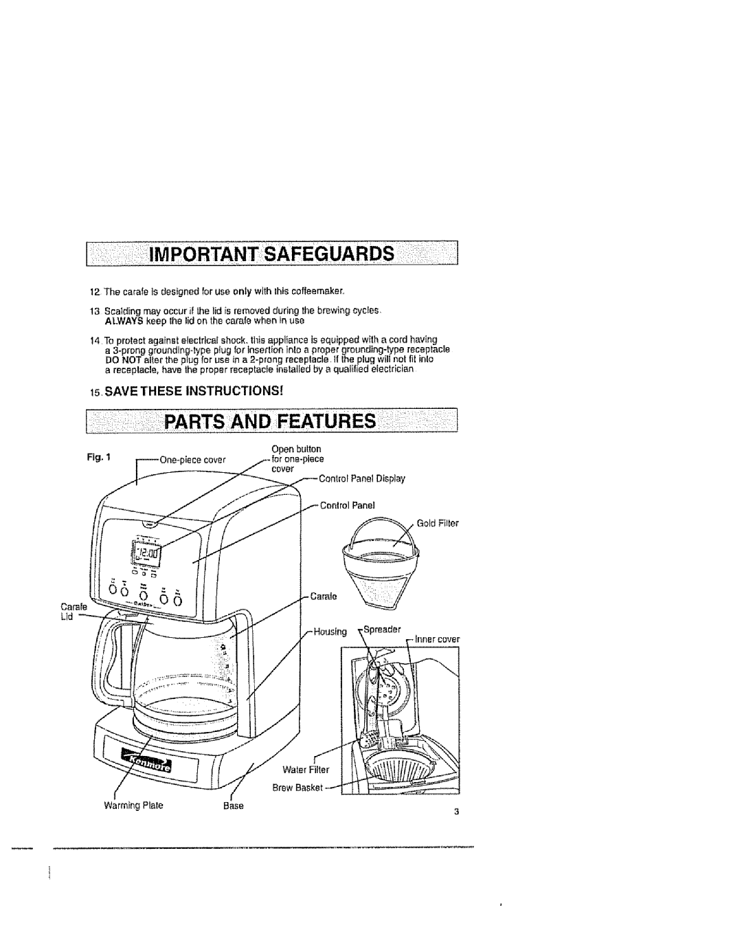 Kenmore 100.81006, 100.80006, 100.82006 manual 15,SAVE These INSTRUCTIONSf, Pane 