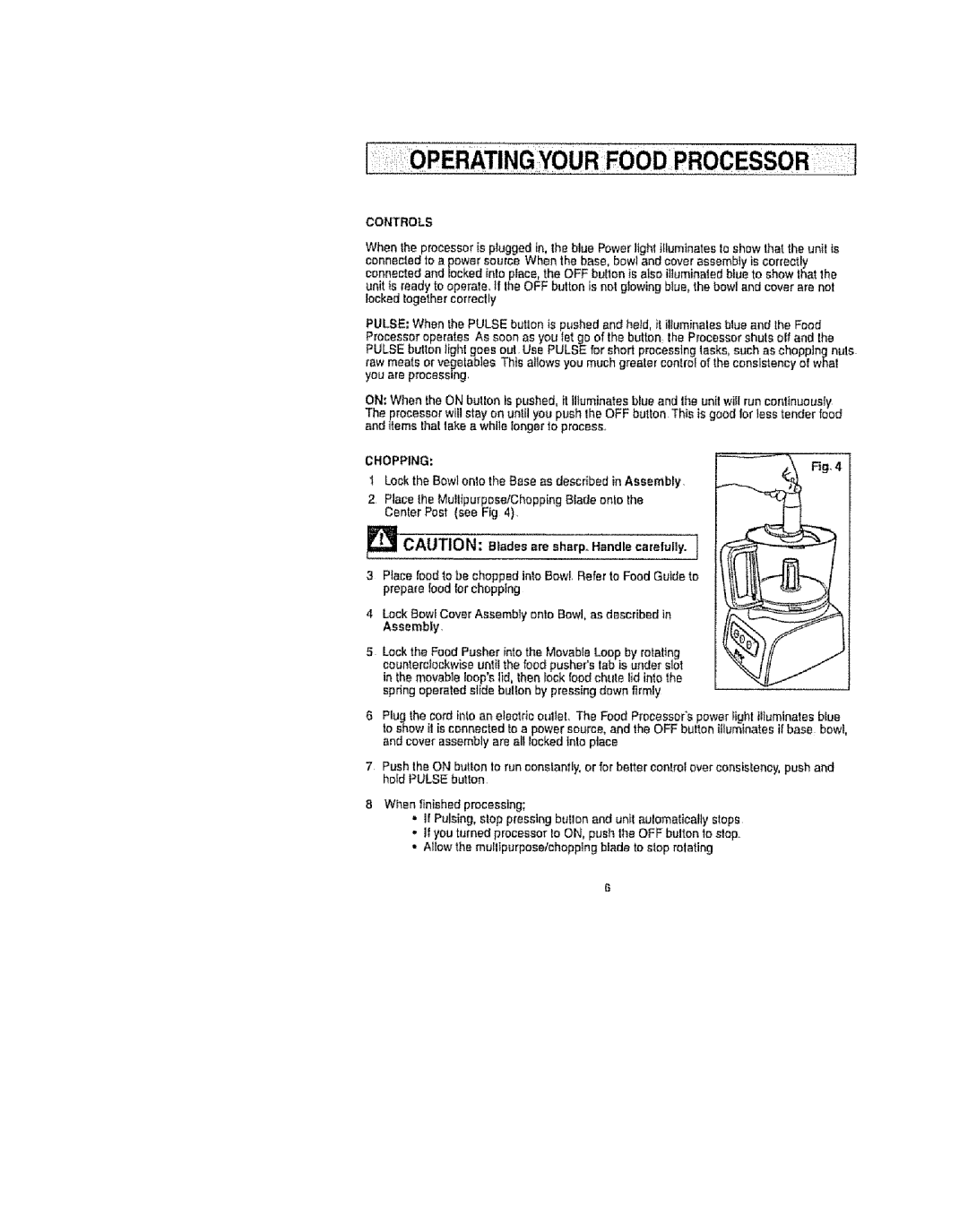 Kenmore 100.90002 manual Controls, Chopping 