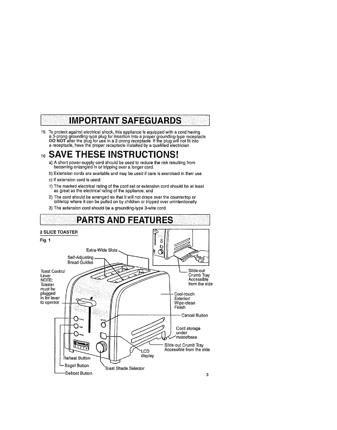 Kenmore 100.90003 manual 10SAVE These Instructions, Slice Toaster 