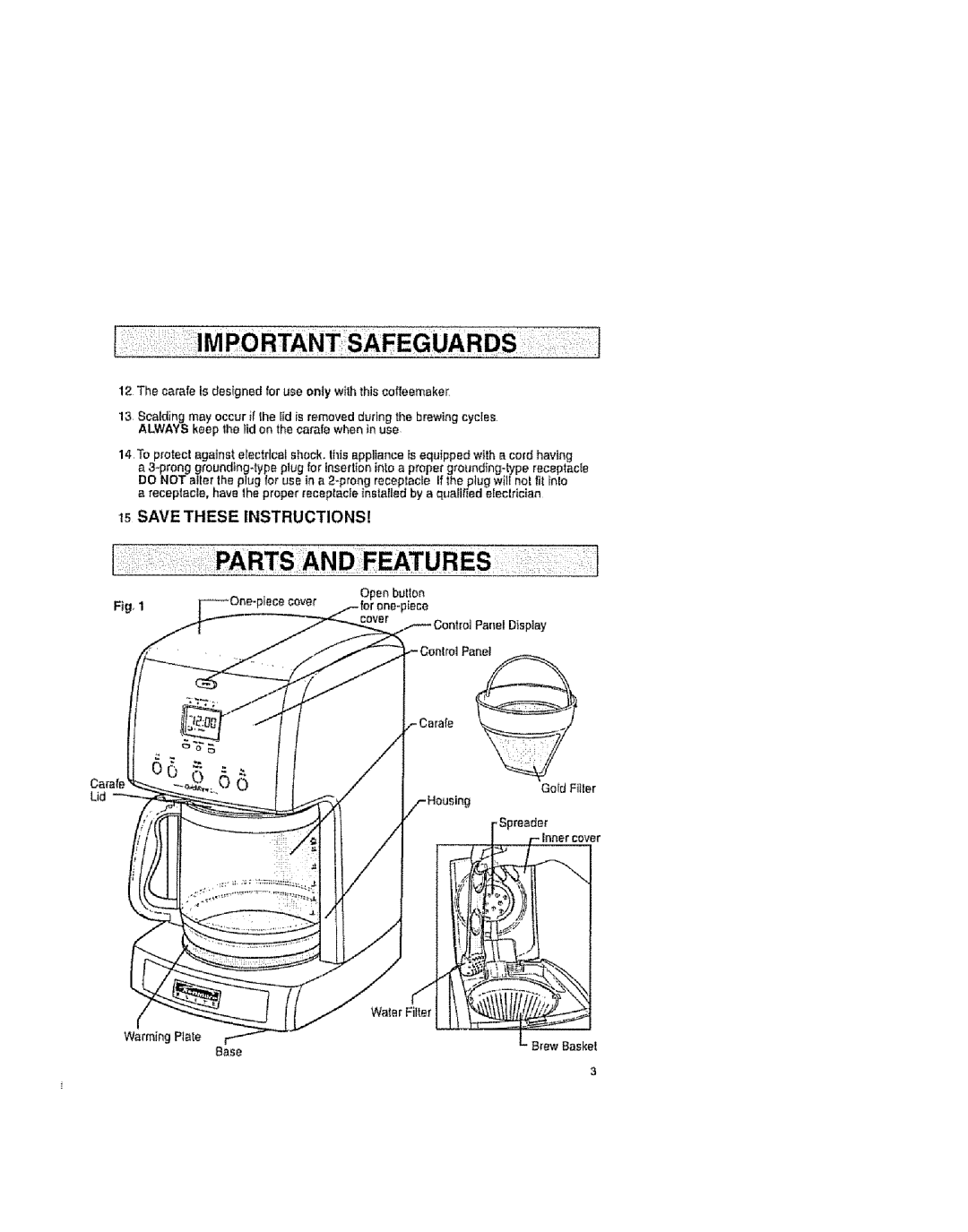 Kenmore 100.90006 operating instructions s SAVE THESE INSTRUCTIONS, WatorF,!, r½ 