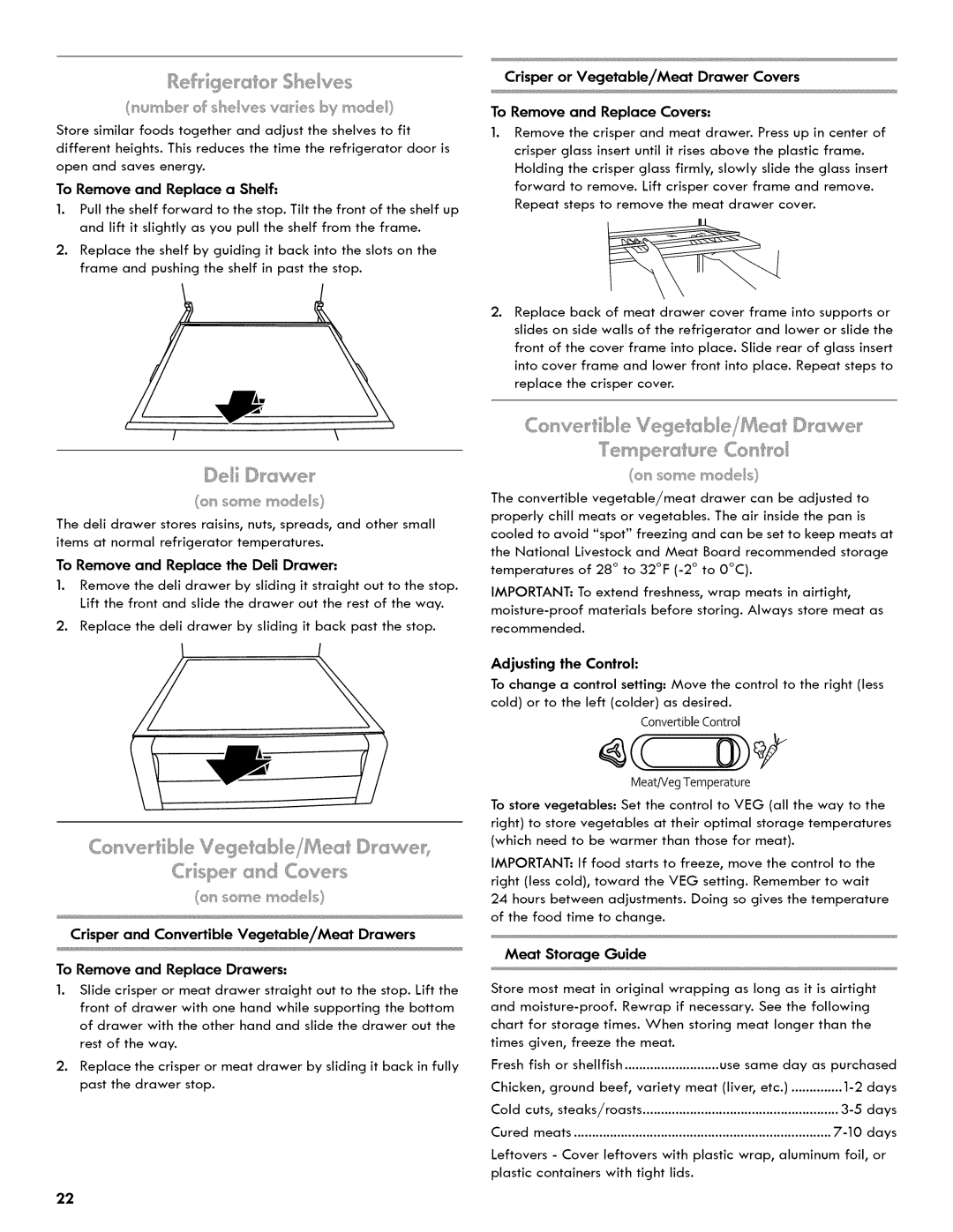 Kenmore 106.511800 manual Re@ She yes, Tsmbefof @÷ws w,Asusod, Crisper or Vegetable/Meat Drawer Covers 