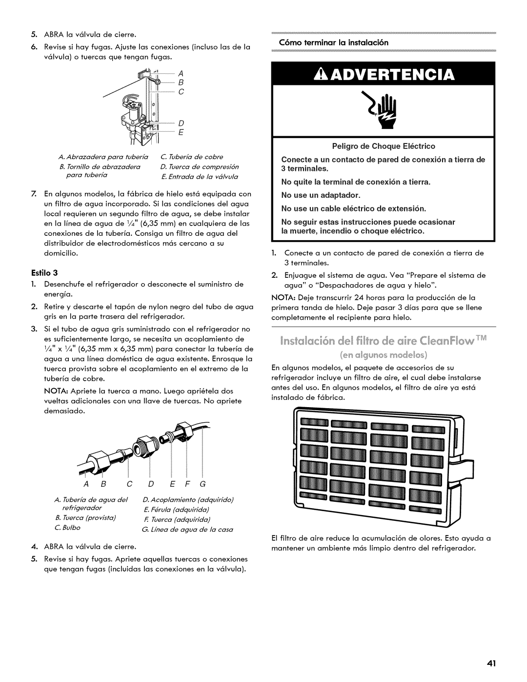 Kenmore 106.511800 manual C6mo terminar la instalaci6n 