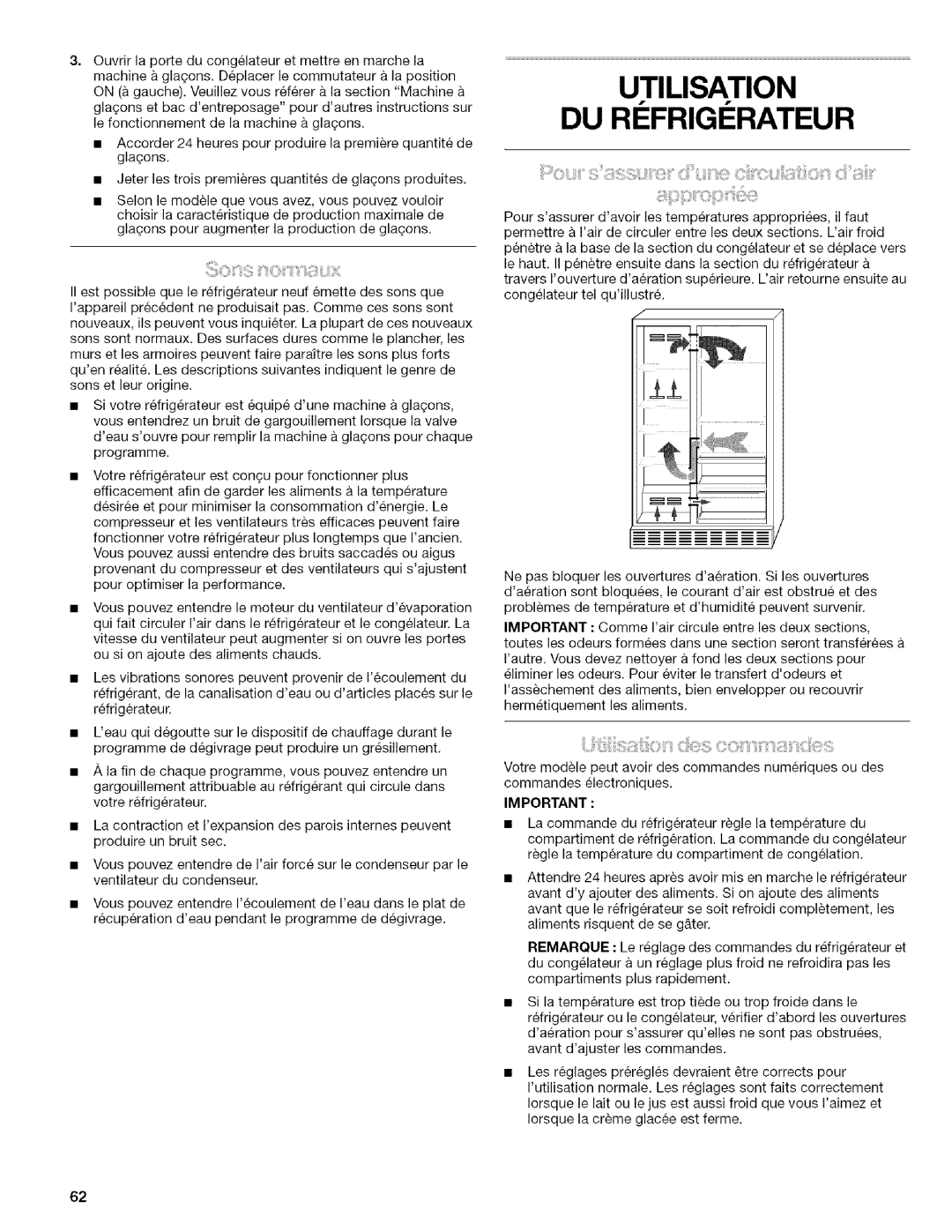 Kenmore 10657076601, 106.57022601, 10656834603, 10656832603, 10656863601 manual Utilisation DU RI Frigi Rateur, IM Portant 