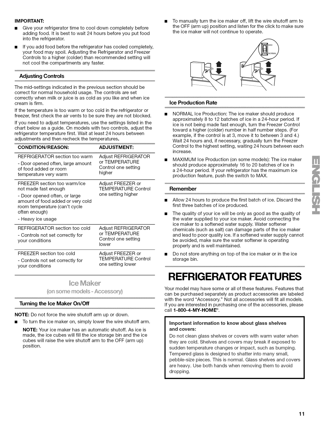 Kenmore 103.311849, 106.602389, 70238900, TOP-MOUNT REFRIGERATOR manual Refrigerator Features, Adjusting Controls, IM PC Rtant 