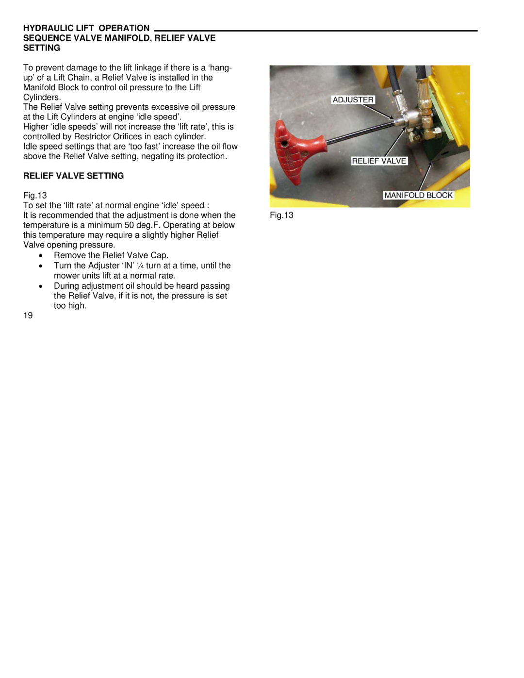 Kenmore 7, 11, 5, 3, 9 manual Relief Valve Setting 