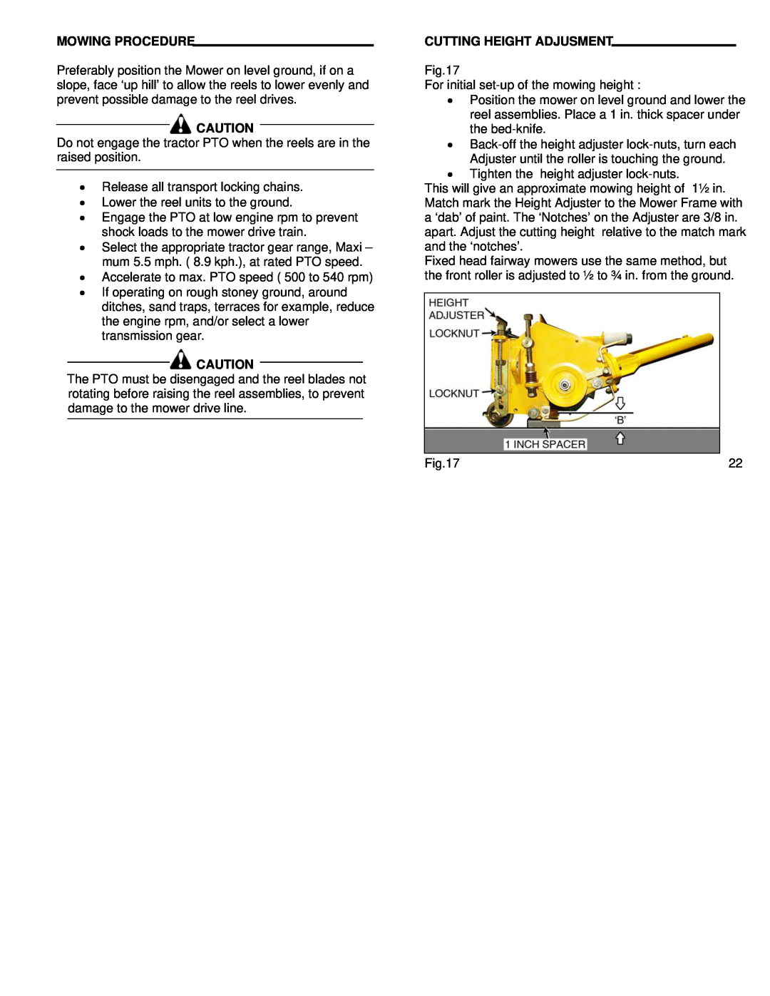 Kenmore 11, 5, 7, 3, 9 manual Cutting Height Adjusment, Mowing Procedure 