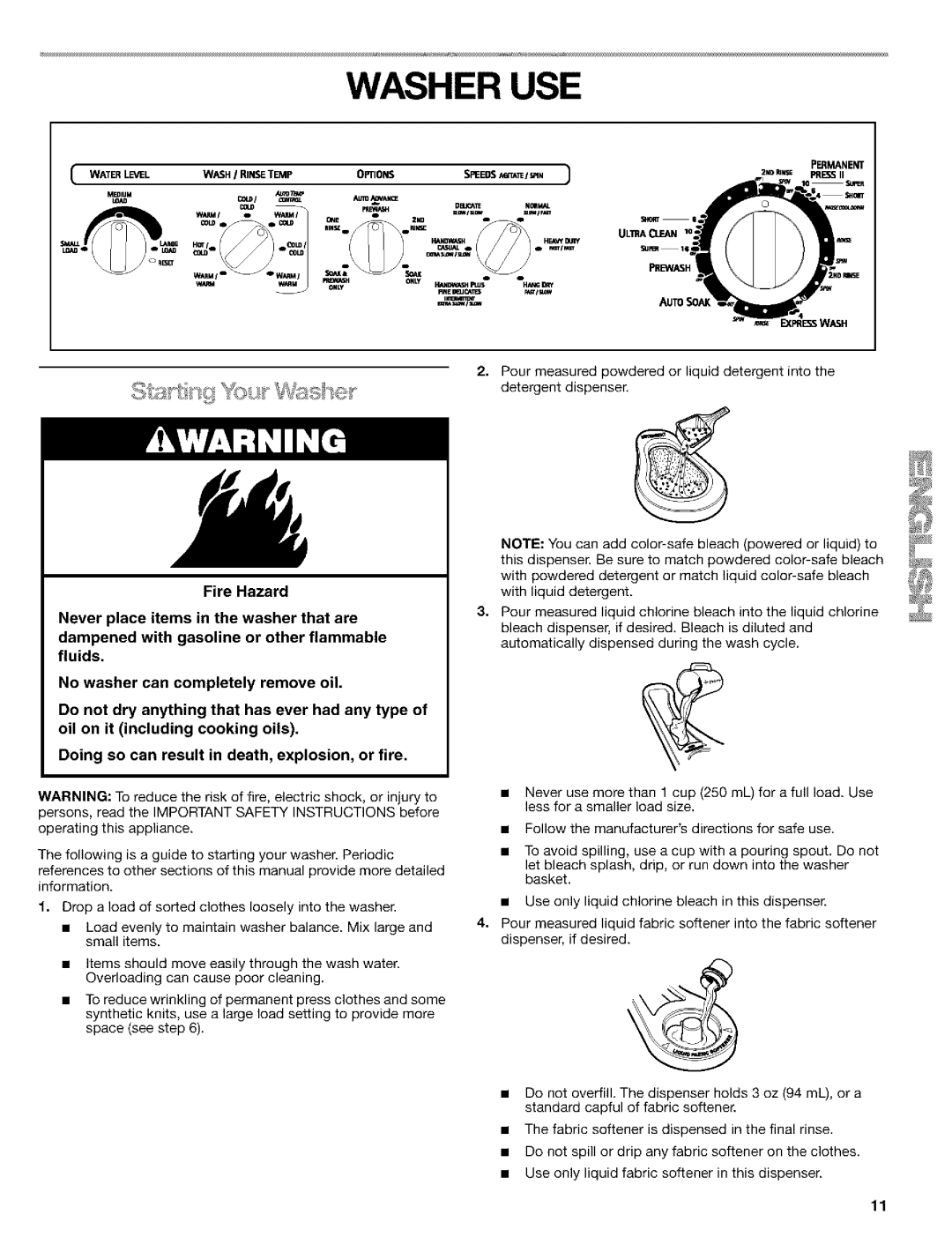 Kenmore 110.24975 manual Washer USE, Autoson 