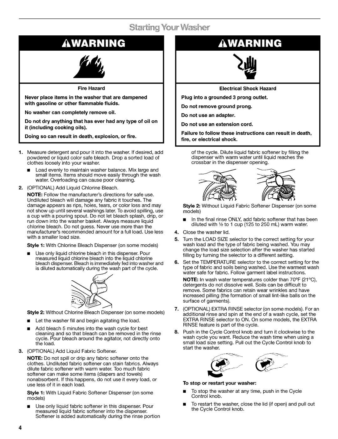 Kenmore 110.25852400 manual To stop or restart your washer 