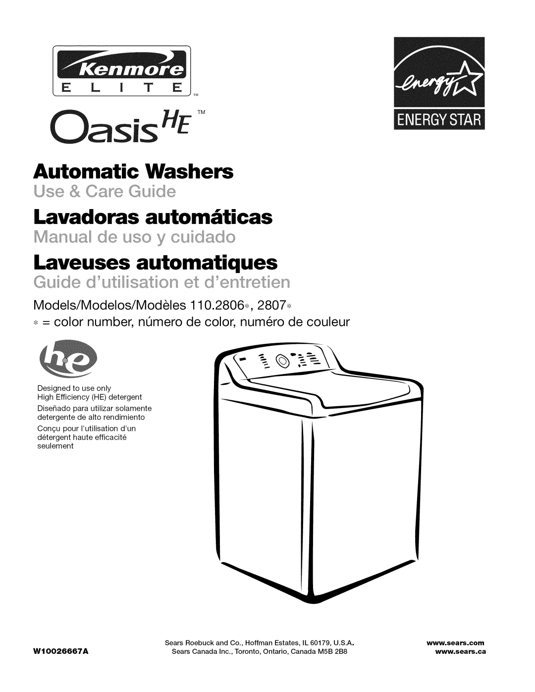 Kenmore 110.2806, 110.2807 manual Oasis 