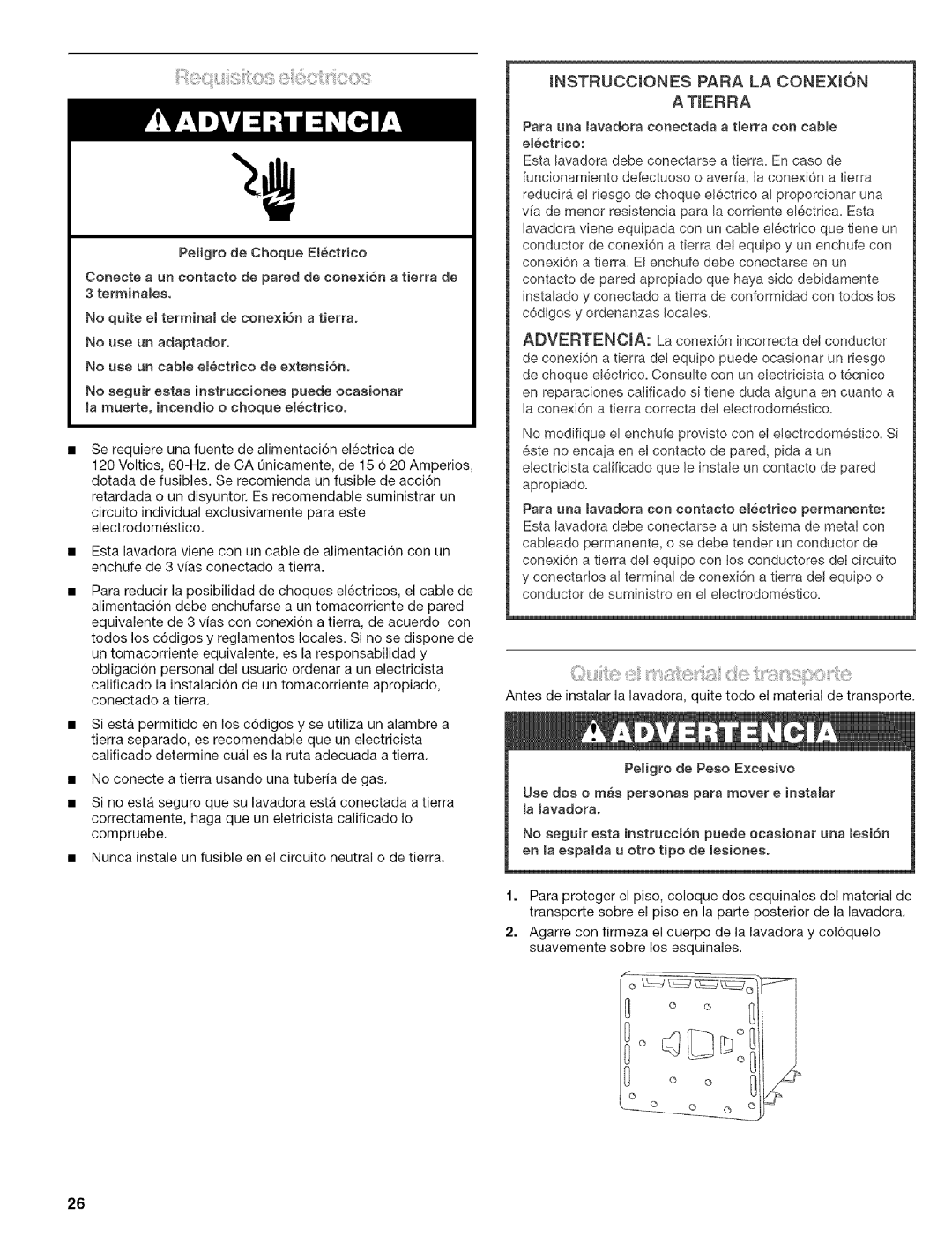 Kenmore 110.4472, 110.4418 manual Instrucciones Para LA Conexkn Atierra 