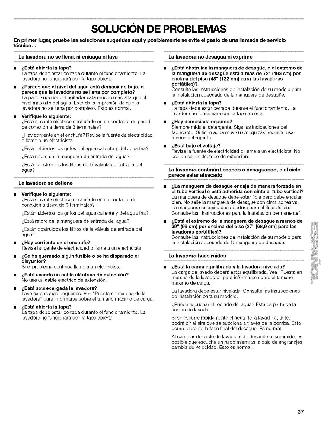 Kenmore 110.4418, 110.4472 manual Verifique Io siguiente, Se ha quemado algen fusible o se ha disparado el disyuntor? 