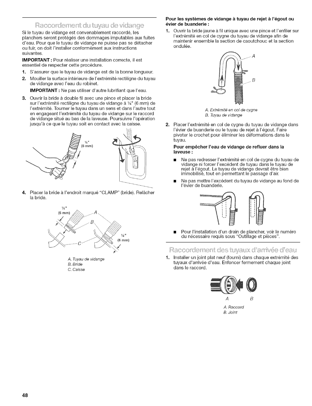 Kenmore 110.4472, 110.4418 manual Pour les systemes de vidange a tuyau de rejet a Igout ou, Vier de buanderie, Laveuse 