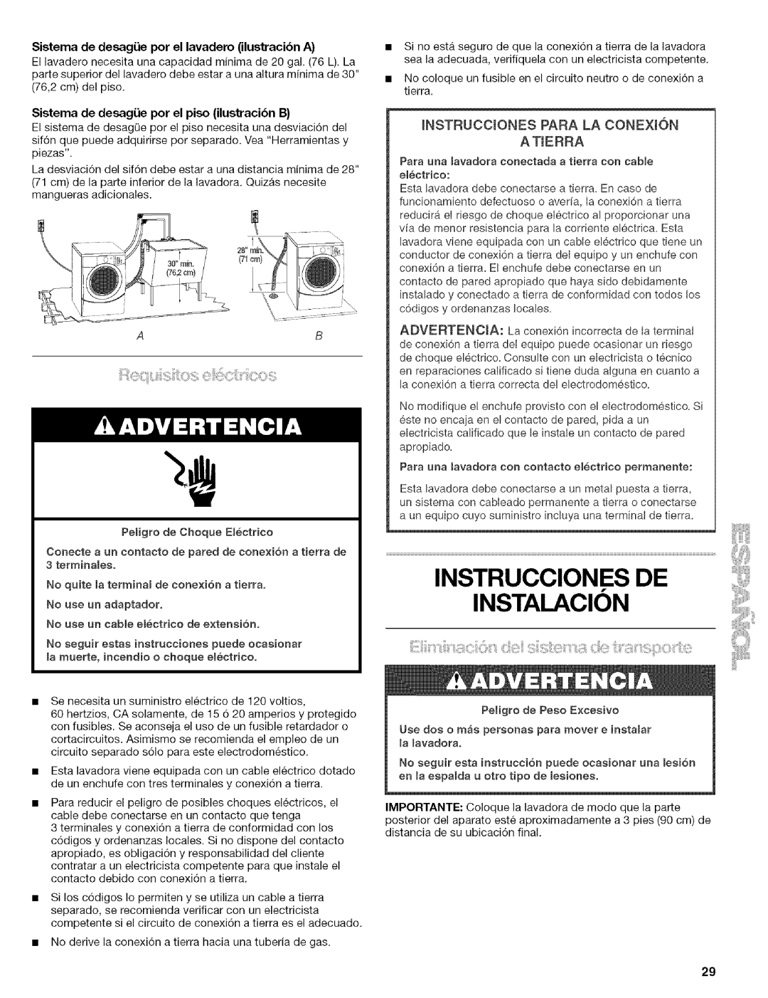 Kenmore 110.4586, 110.4587 manual Instrucciones Para LA CONEXt6N, Sistema de desagiie por el lavadero ilustracibn a 