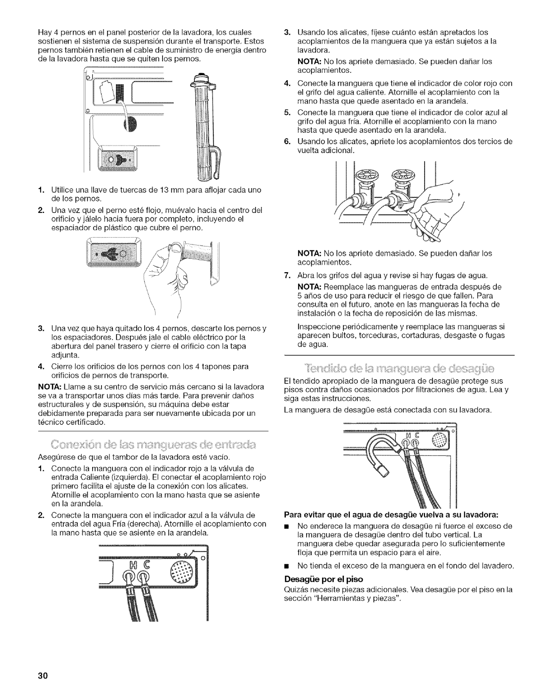 Kenmore 110.4587, 110.4586 manual Para evitar que el agua de desagiie vuelva a su lavadora, Desagiie por el piso 