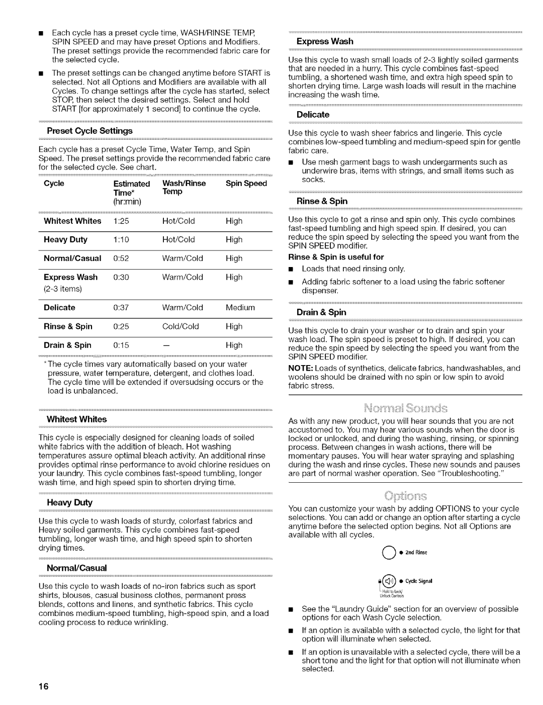 Kenmore 110.4647, 110.4646 manual Rinse & Spin 