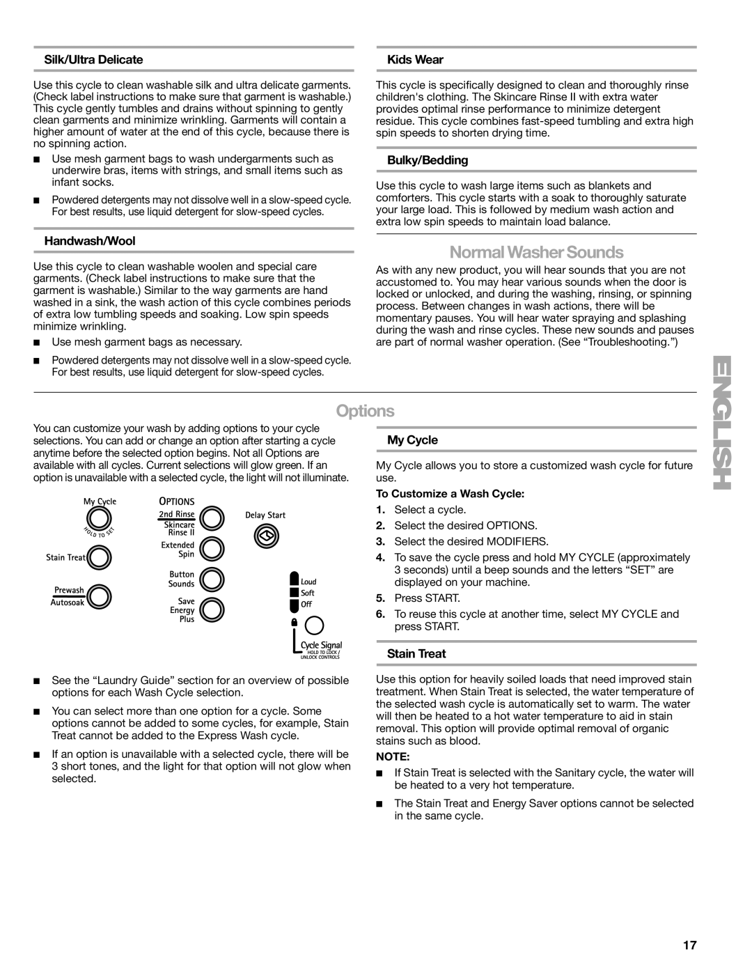 Kenmore 110.4708, 110.4709 manual Normal Washer Sounds 