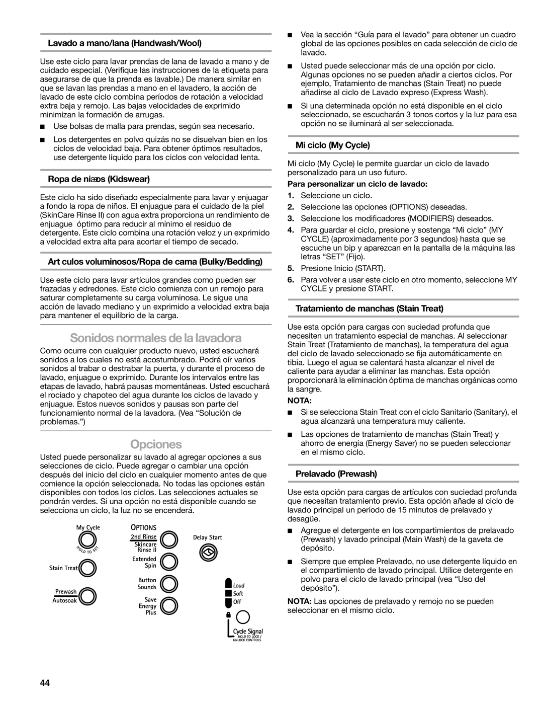 Kenmore 110.4708, 110.4709 manual Sonidos normales de la lavadora 