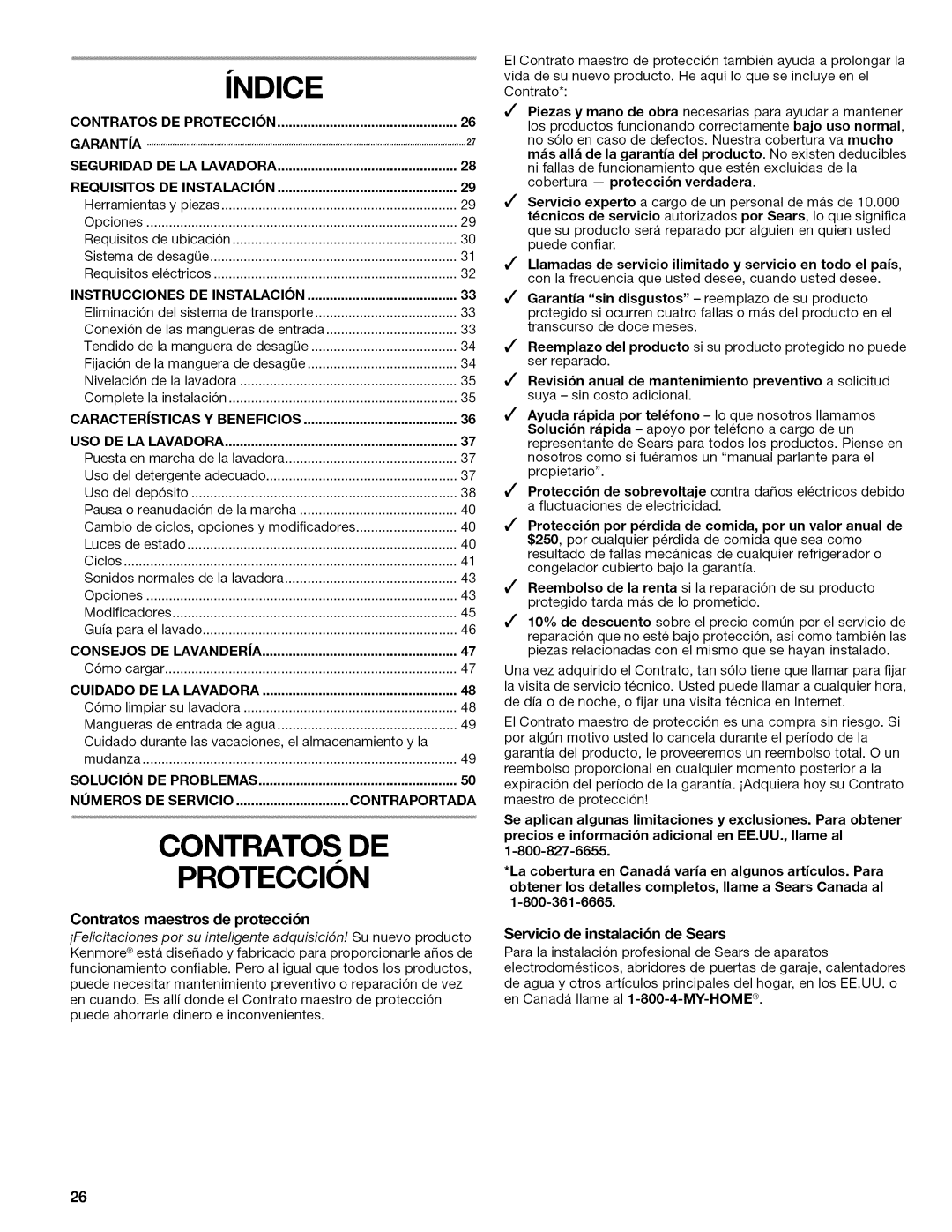 Kenmore 4776, 110.477, 4778, 4771, 4775, 4779 Seguridad, Requisitos, Consejos, Solucion, Numeros DE Servicio Contraportada 