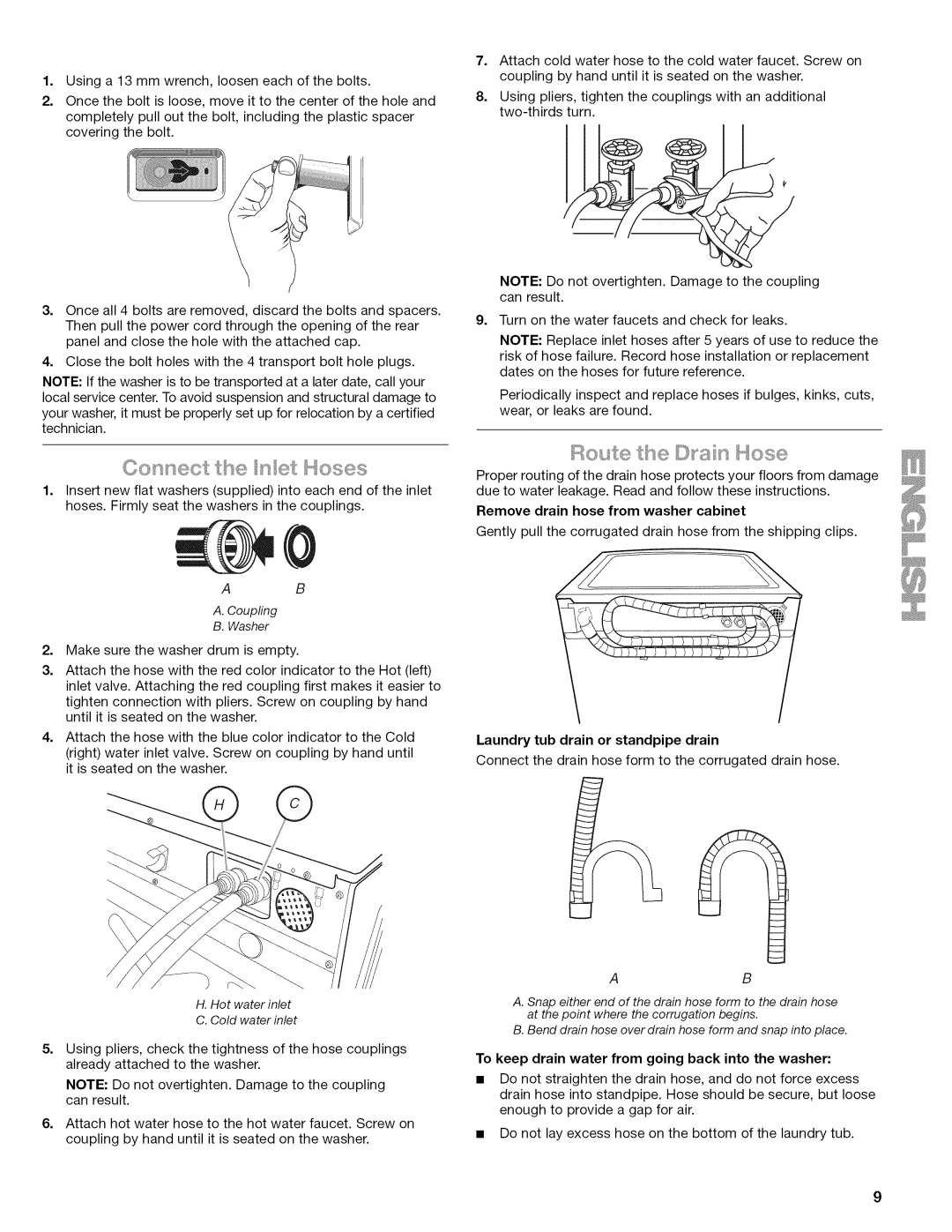 Kenmore 4771, 110.477, 4778, 4776 Laundry tub drain or standpipe drain, To keep drain water from going back into the washer 