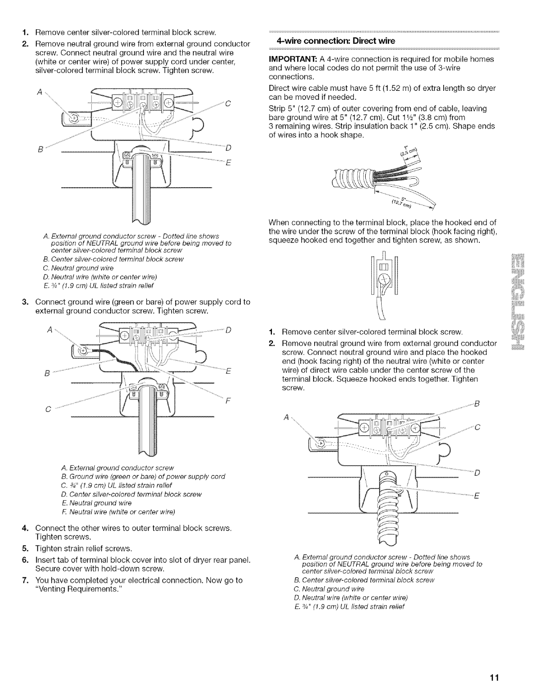 Kenmore 110.8509#, 110.8586#, 110.8508#, 110.8587# manual Wire connection Direct wire 