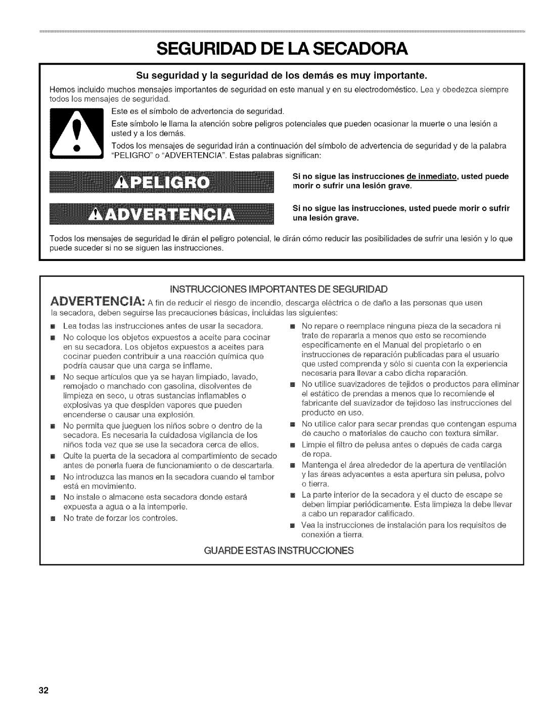 Kenmore 110.8586#, 110.8508# manual Seguridad DE LA Secadora, Su seguridad y la seguridad de los demis es muy importante 