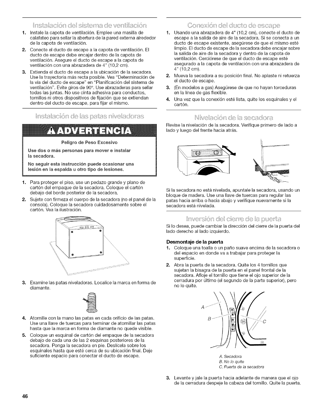 Kenmore 110.8587#, 110.8586#, 110.8508#, 110.8509# manual Desmontaje de la puerta 