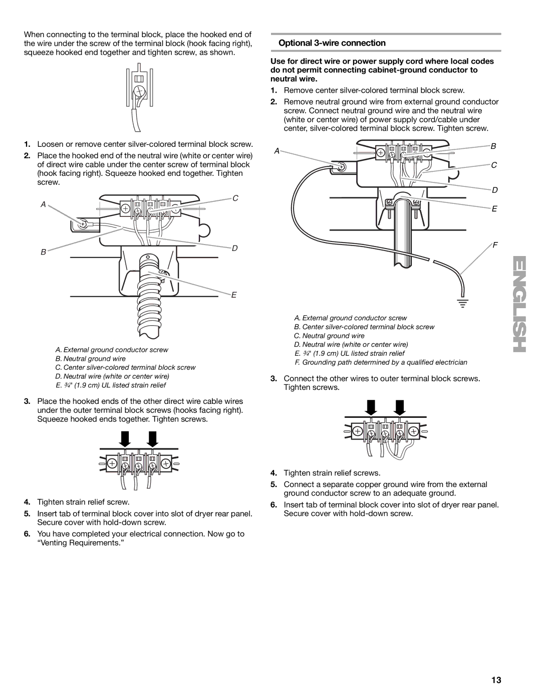 Kenmore 110.8708, 110.8709 manual Optional 3-wire connection 