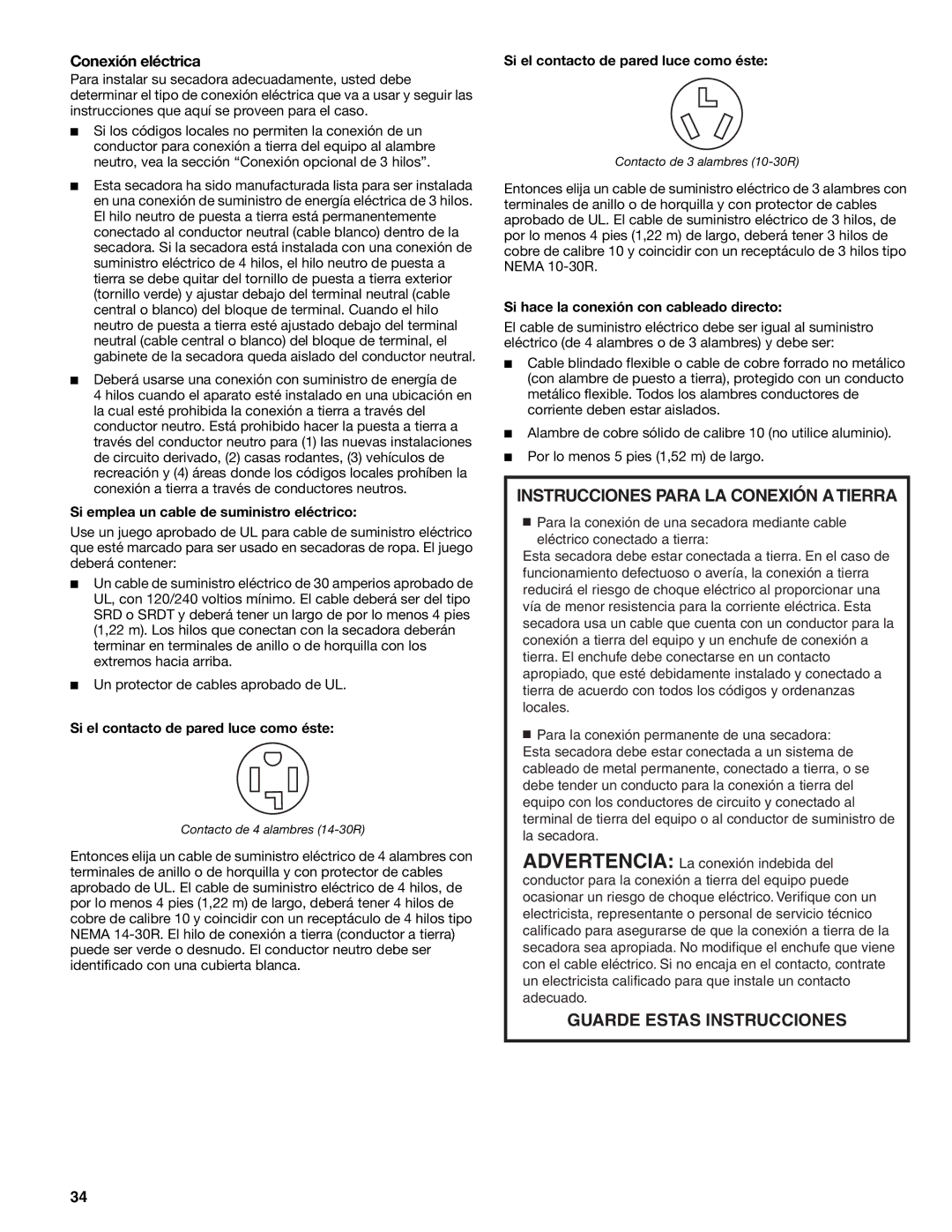 Kenmore 110.8709, 110.8708 manual Conexión eléctrica, Deberá usarse una conexión con suministro de energía de 